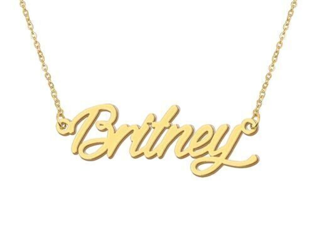 1400 18k Gold Plated Britney Name Necklace Nameplate Pendant Necklace